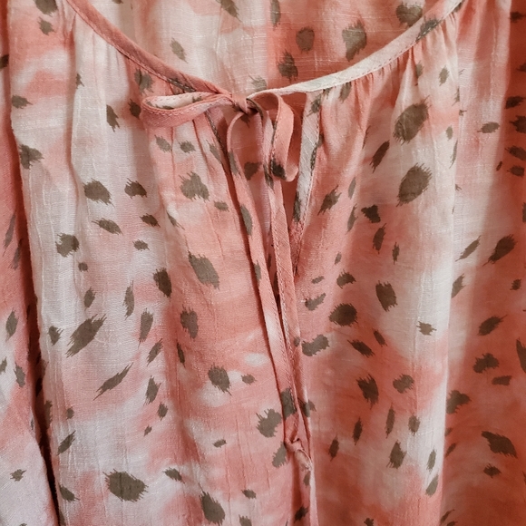 Fred David Women's 2X Semi-sheer Pink Cheetah Print Boho Blouse - Picture 5 of 10